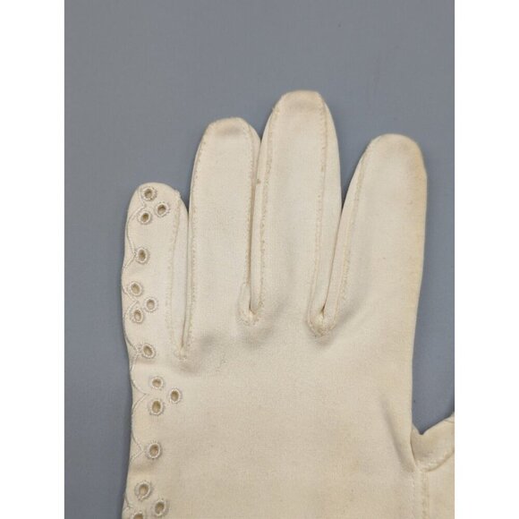 Ladies Dress Gloves Hudson Bay Miss Aris Eyelets Beaded Off White Size Small Lot - Picture 5 of 16